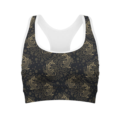Chinese Koi Carp Pattern Print Women's Sports Bra