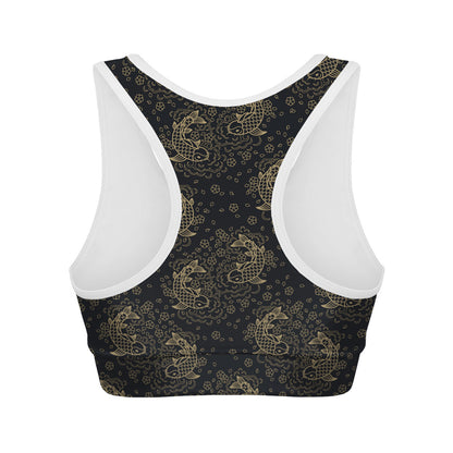 Chinese Koi Carp Pattern Print Women's Sports Bra