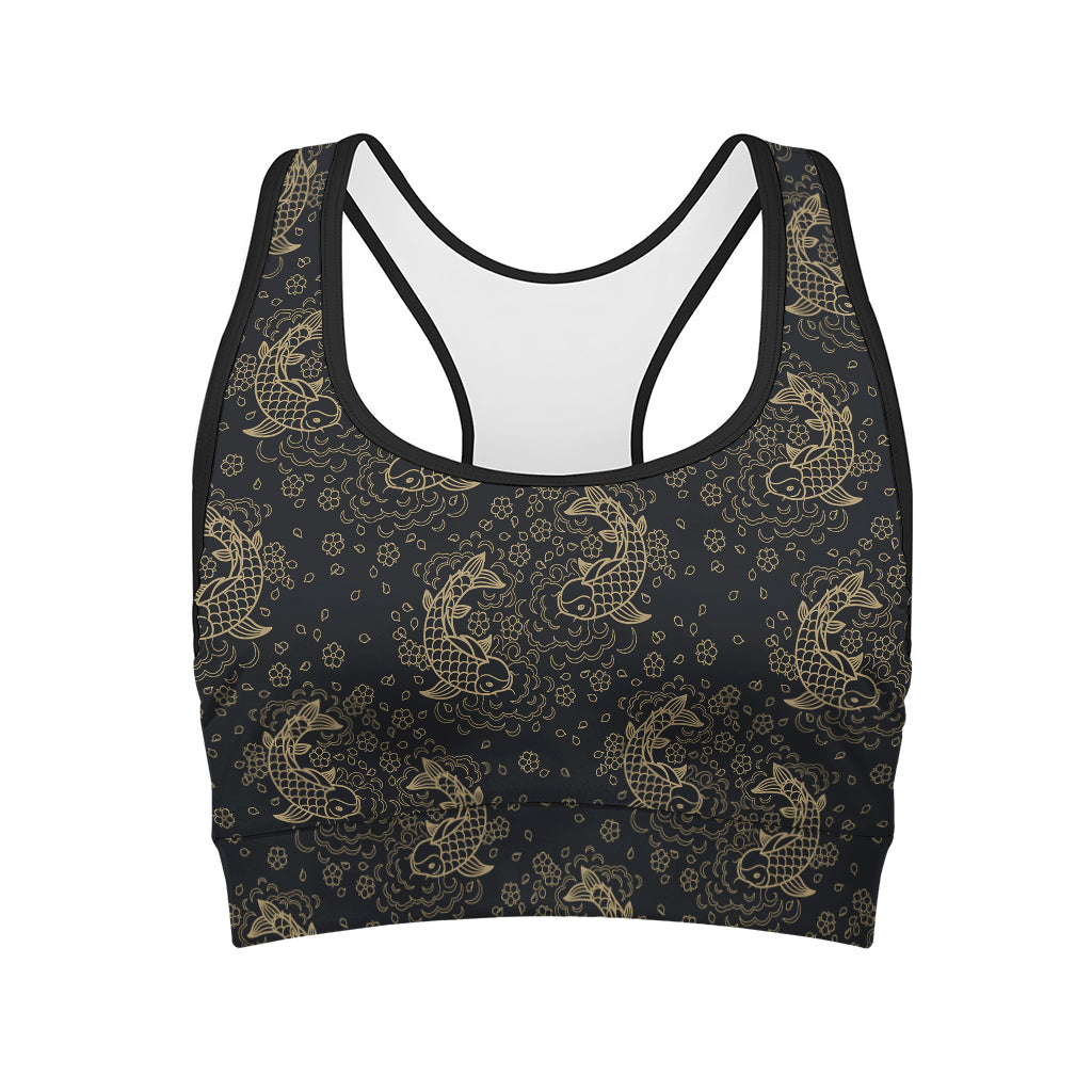 Chinese Koi Carp Pattern Print Women's Sports Bra