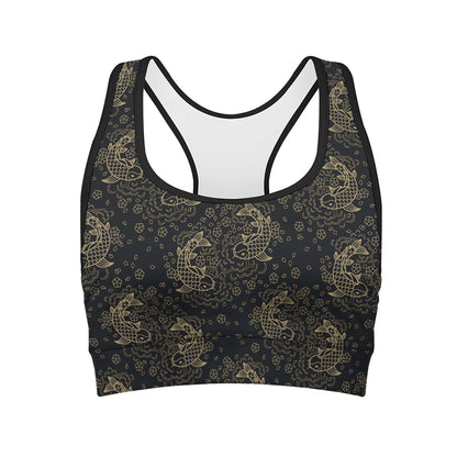 Chinese Koi Carp Pattern Print Women's Sports Bra