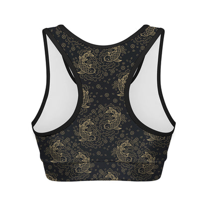 Chinese Koi Carp Pattern Print Women's Sports Bra