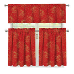 Chinese Koi Fish Pattern Print 3 Piece Kitchen Curtains