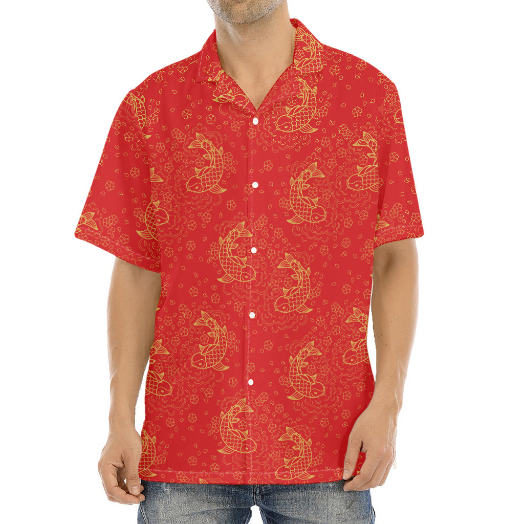 Chinese Koi Fish Pattern Print Aloha Shirt