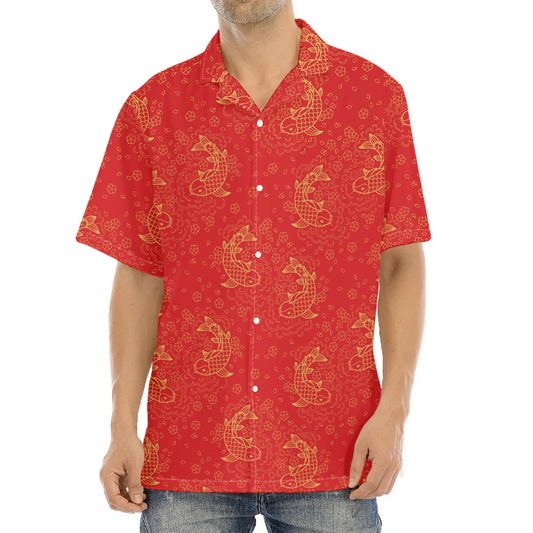 Chinese Koi Fish Pattern Print Aloha Shirt