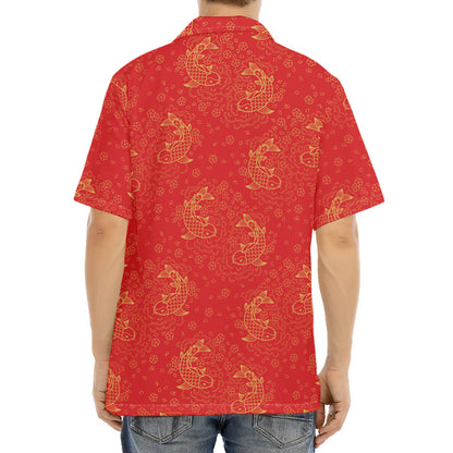 Chinese Koi Fish Pattern Print Aloha Shirt
