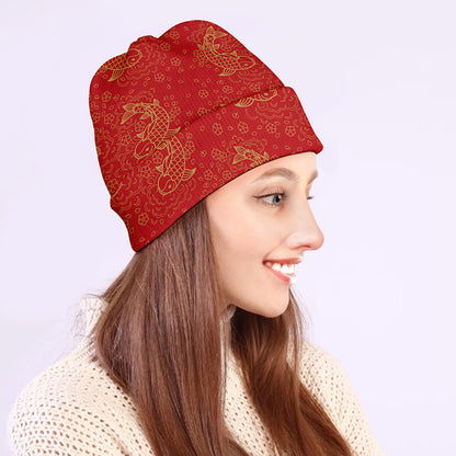 Chinese Koi Fish Pattern Print Beanie