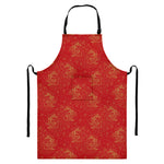 Chinese Koi Fish Pattern Print Bib Apron With Pocket
