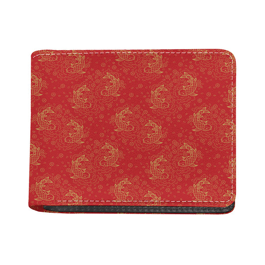 Chinese Koi Fish Pattern Print Bifold Wallet