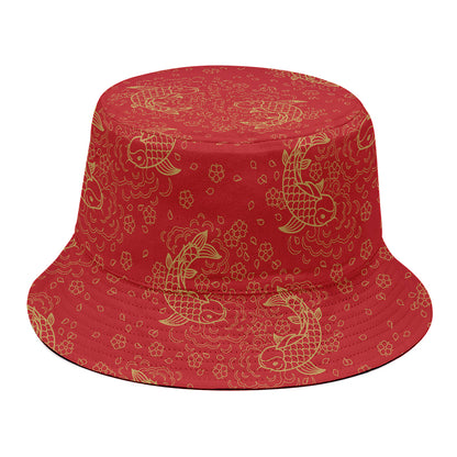 Chinese Koi Fish Pattern Print Bucket Hat