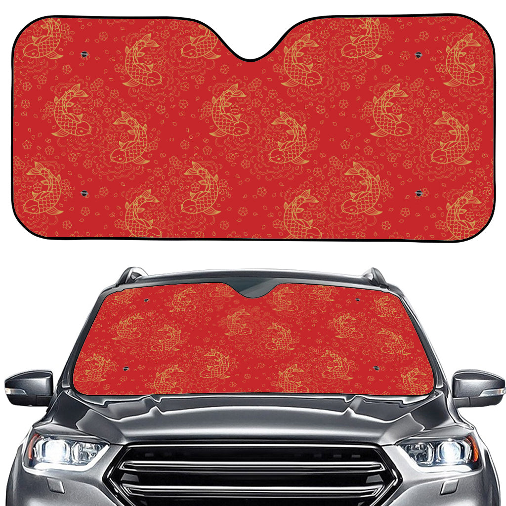 Chinese Koi Fish Pattern Print Car Windshield Sun Shade