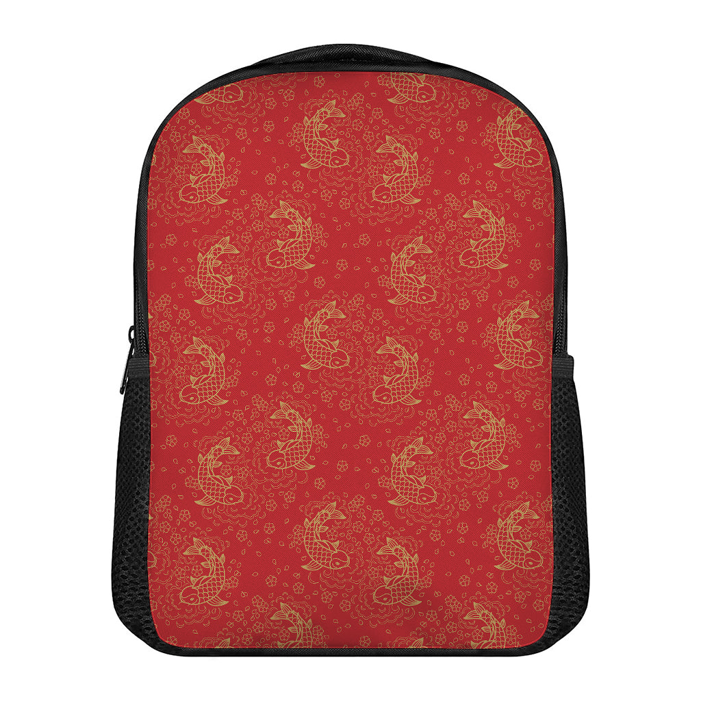 Chinese Koi Fish Pattern Print Casual Backpack