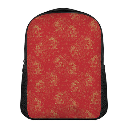 Chinese Koi Fish Pattern Print Casual Backpack