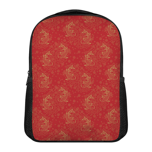 Chinese Koi Fish Pattern Print Casual Backpack