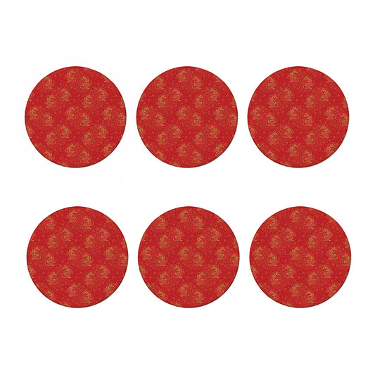 Chinese Koi Fish Pattern Print Coaster Set