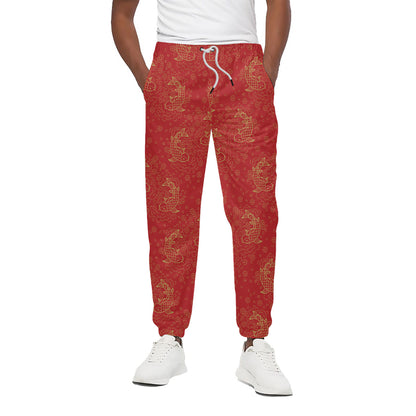 Chinese Koi Fish Pattern Print Cotton Pants