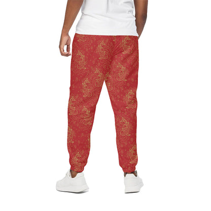 Chinese Koi Fish Pattern Print Cotton Pants