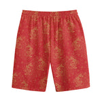 Chinese Koi Fish Pattern Print Cotton Shorts