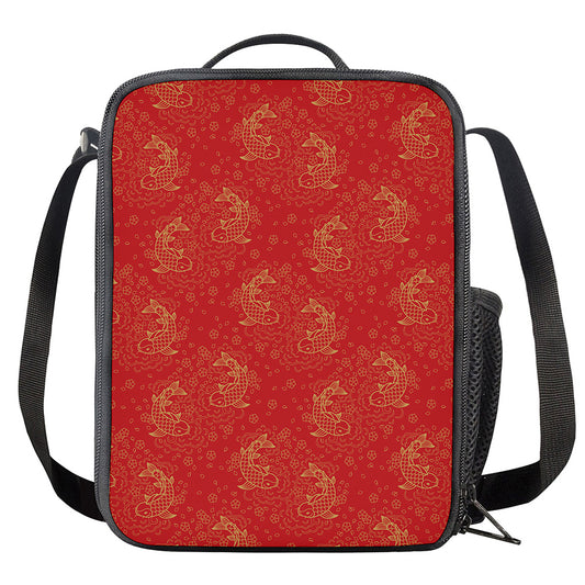 Chinese Koi Fish Pattern Print Crossbody Lunch Bag
