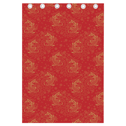 Chinese Koi Fish Pattern Print Curtain