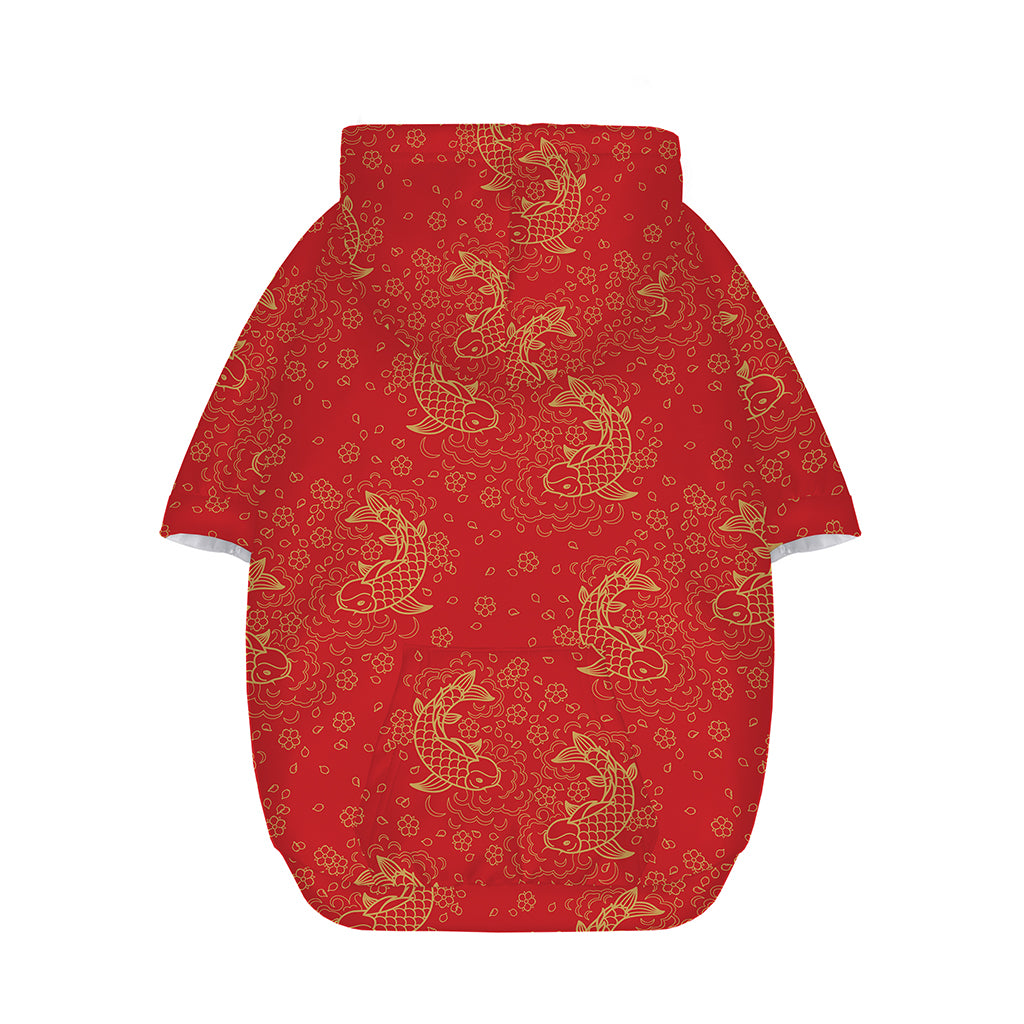 Chinese Koi Fish Pattern Print Dog Zip Up Hoodie