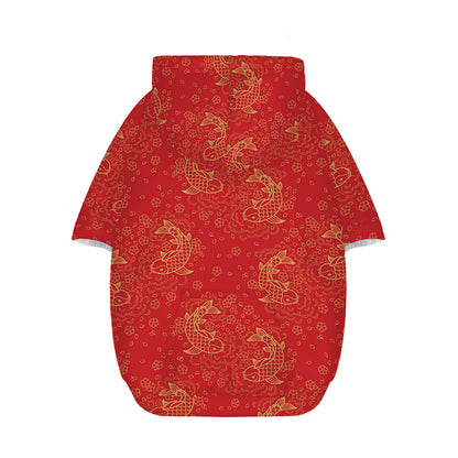 Chinese Koi Fish Pattern Print Dog Zip Up Hoodie