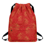 Chinese Koi Fish Pattern Print Drawstring Backpack