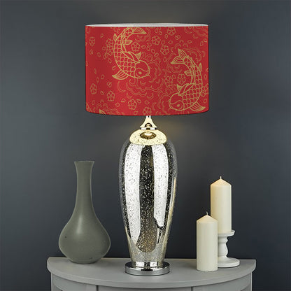 Chinese Koi Fish Pattern Print Drum Lamp Shade