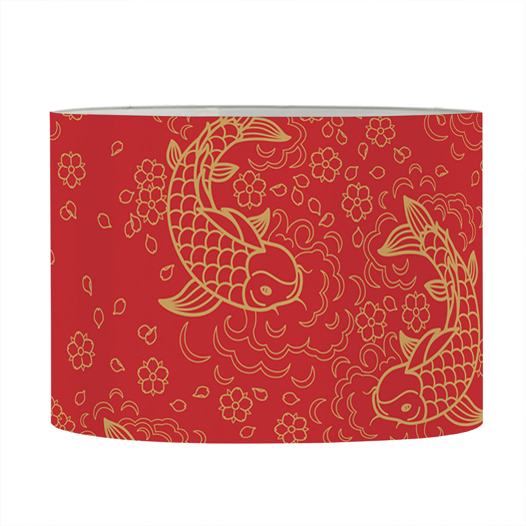Chinese Koi Fish Pattern Print Drum Lamp Shade