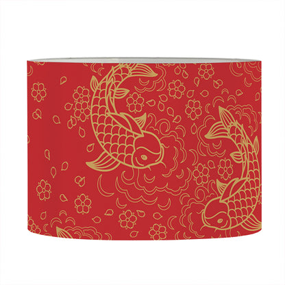 Chinese Koi Fish Pattern Print Drum Lamp Shade