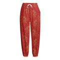 Chinese Koi Fish Pattern Print Fleece Lined Knit Pants
