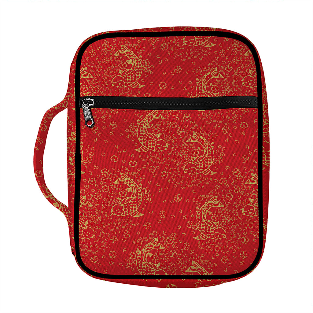 Chinese Koi Fish Pattern Print Front Pocket Bible Bag