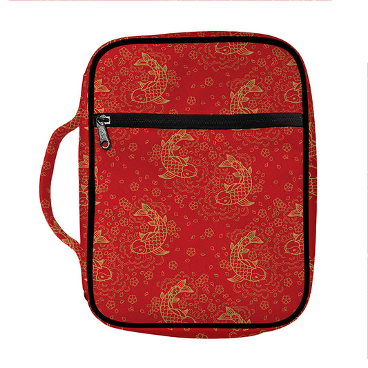 Chinese Koi Fish Pattern Print Front Pocket Bible Bag
