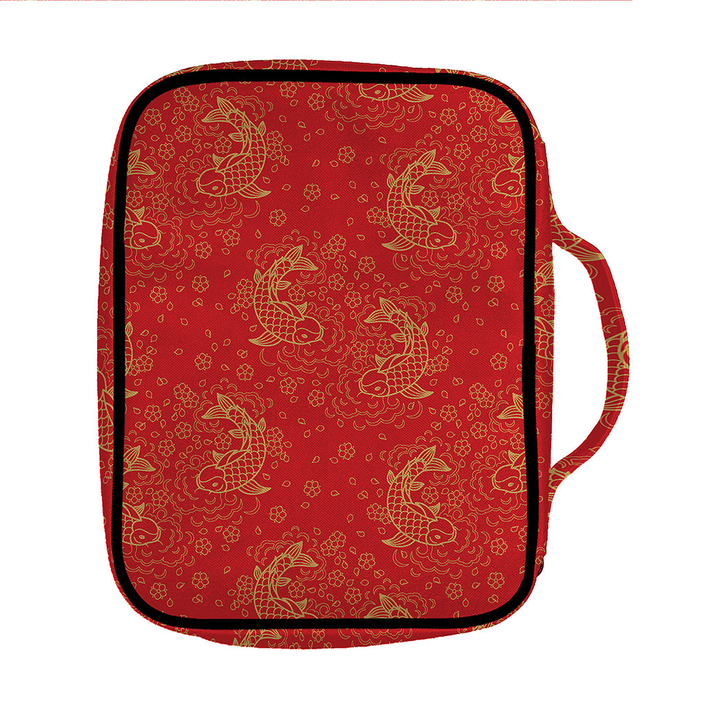 Chinese Koi Fish Pattern Print Front Pocket Bible Bag