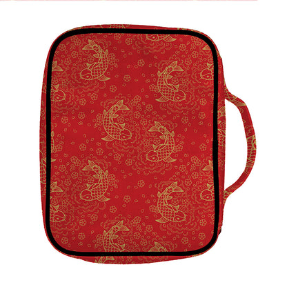 Chinese Koi Fish Pattern Print Front Pocket Bible Bag