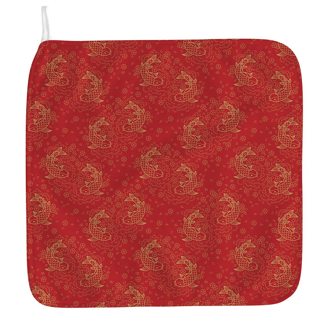 Chinese Koi Fish Pattern Print Hand Towel