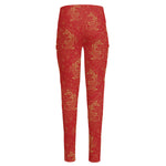 Chinese Koi Fish Pattern Print High-Waisted Pocket Leggings