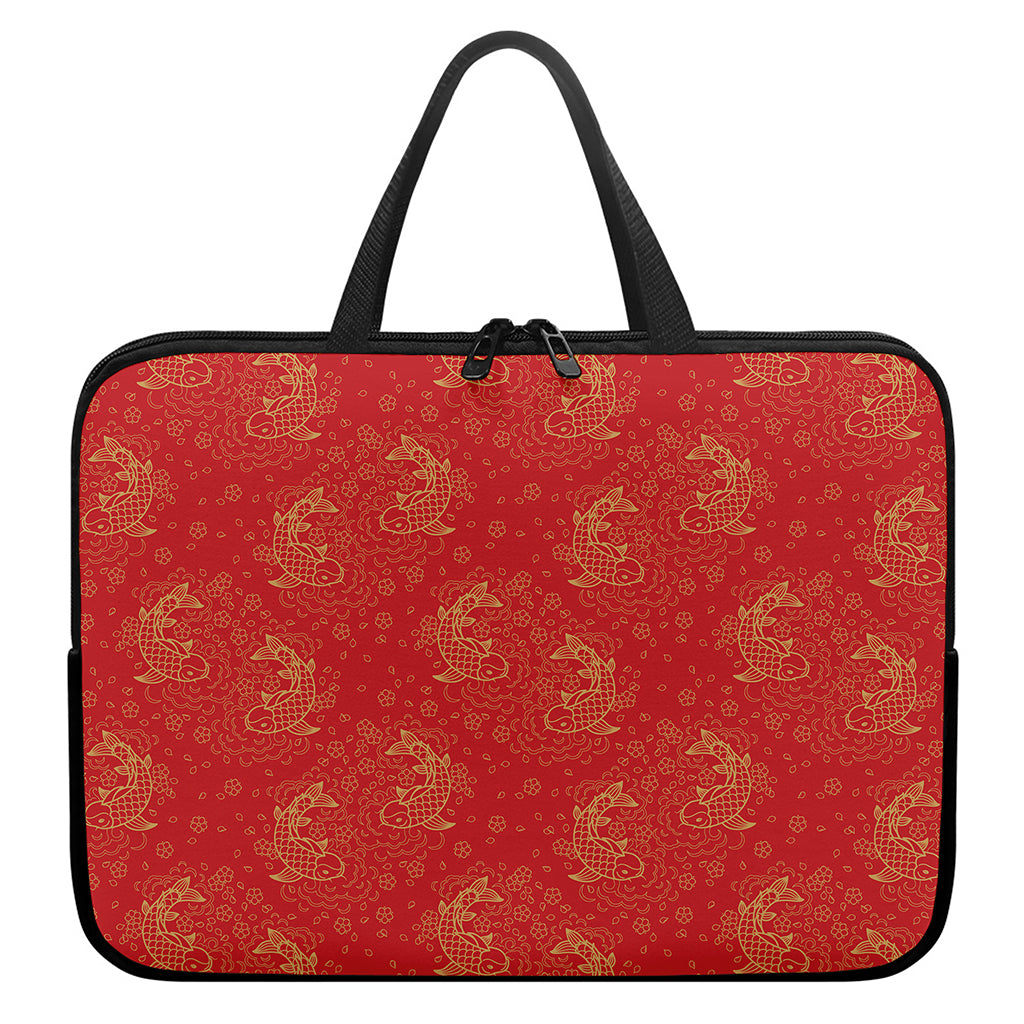 Chinese Koi Fish Pattern Print Laptop Sleeve With Handle