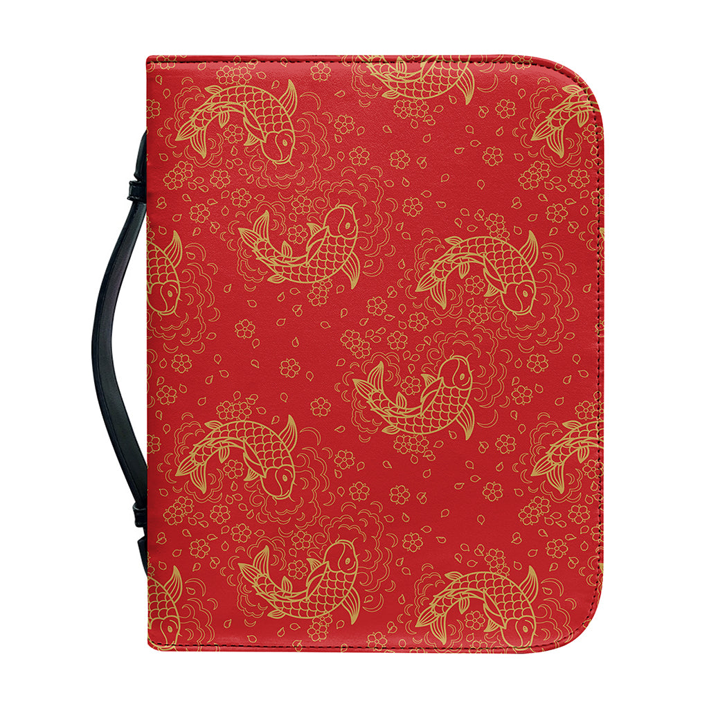 Chinese Koi Fish Pattern Print Leather Bible Cover