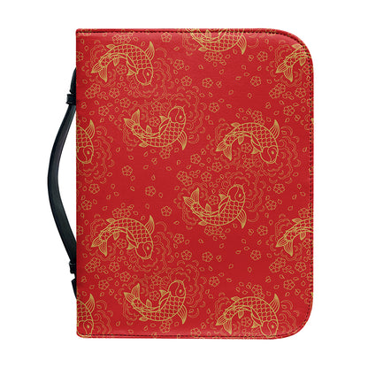 Chinese Koi Fish Pattern Print Leather Bible Cover