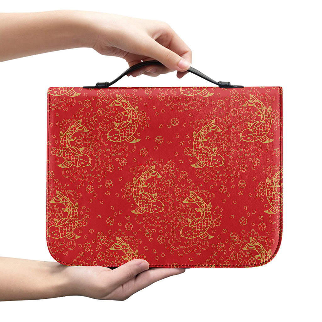 Chinese Koi Fish Pattern Print Leather Bible Cover