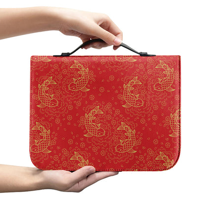Chinese Koi Fish Pattern Print Leather Bible Cover