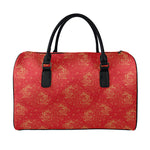 Chinese Koi Fish Pattern Print Leather Duffle Bag