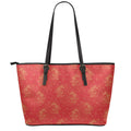 Chinese Koi Fish Pattern Print Leather Tote Bag With Zipper