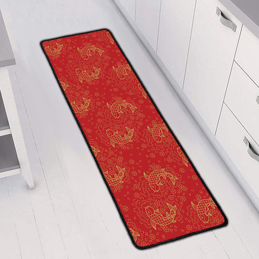 Chinese Koi Fish Pattern Print Long Kitchen Mat