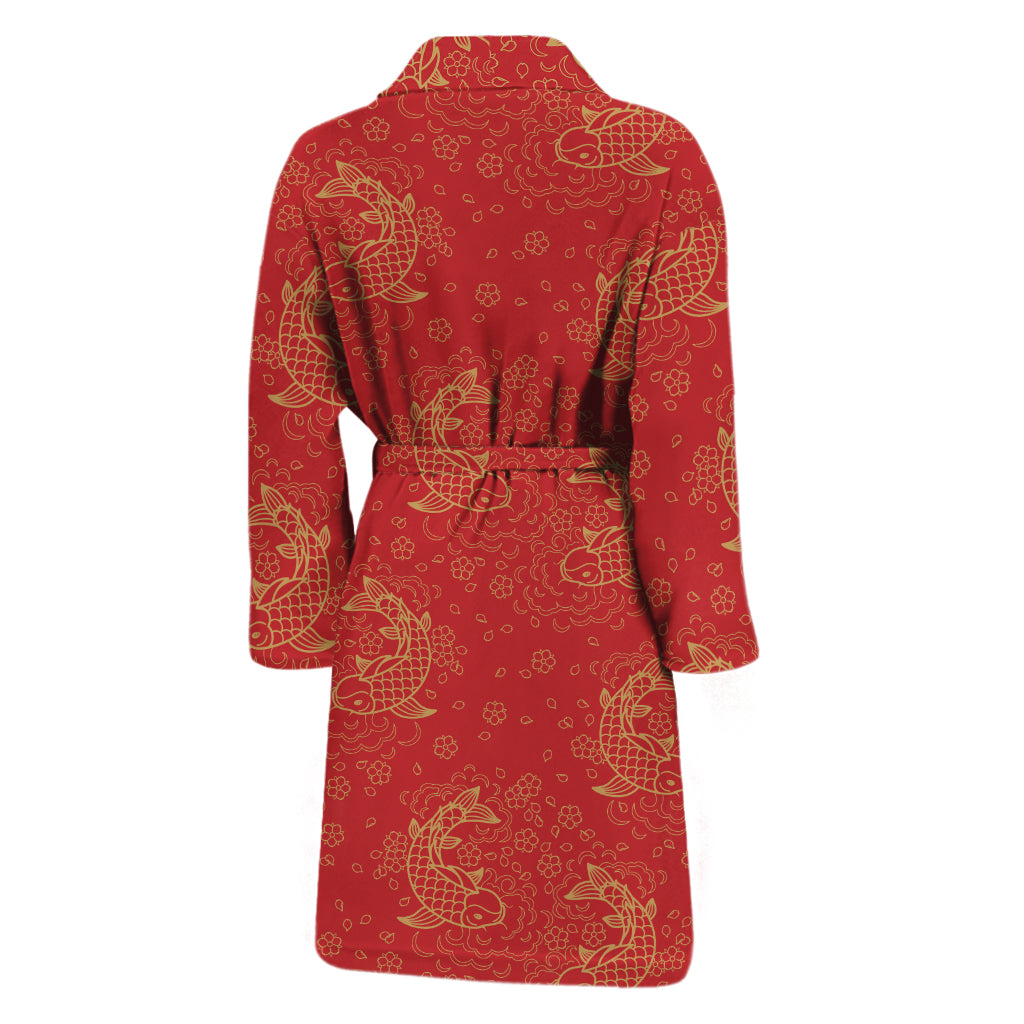 Chinese Koi Fish Pattern Print Men's Bathrobe