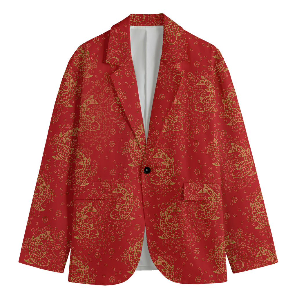 Chinese Koi Fish Pattern Print Men's Blazer