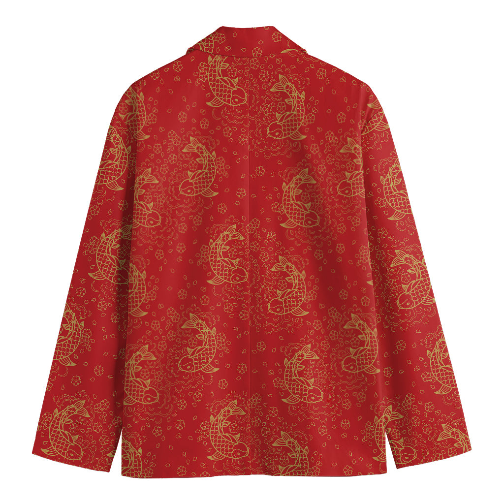 Chinese Koi Fish Pattern Print Men's Blazer