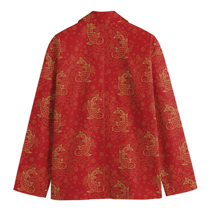 Chinese Koi Fish Pattern Print Men's Blazer