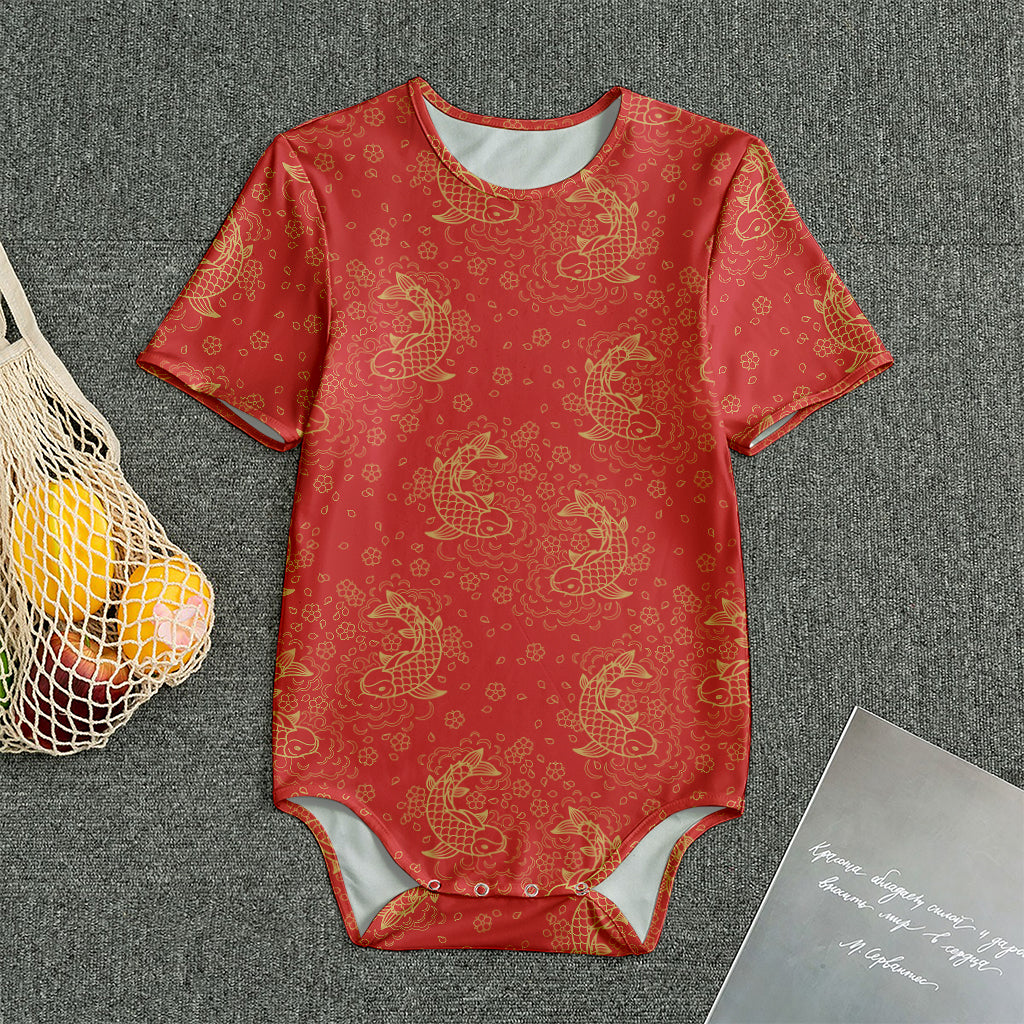 Chinese Koi Fish Pattern Print Men's Bodysuit