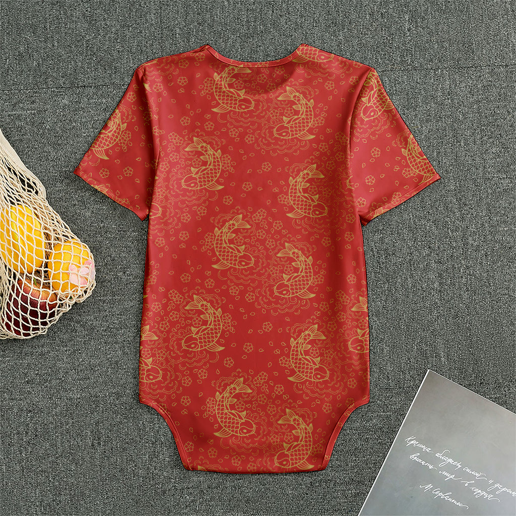 Chinese Koi Fish Pattern Print Men's Bodysuit